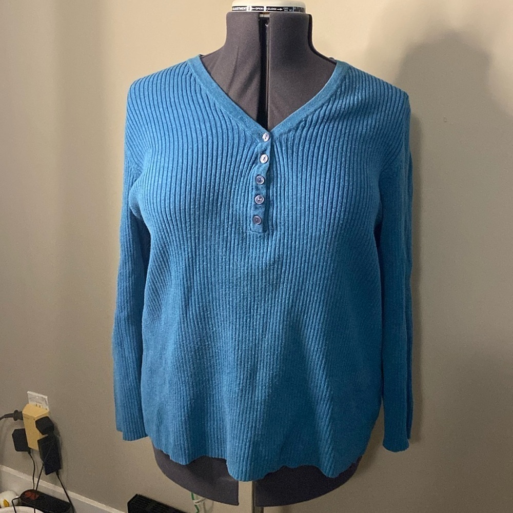 B.U.M. Equipment Stretch Plus Women’s Blue Long Sleeve Shirt Cotton (Size 3X)